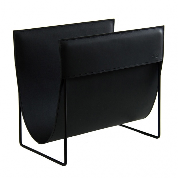 Makasiini magazine rack, leather / black