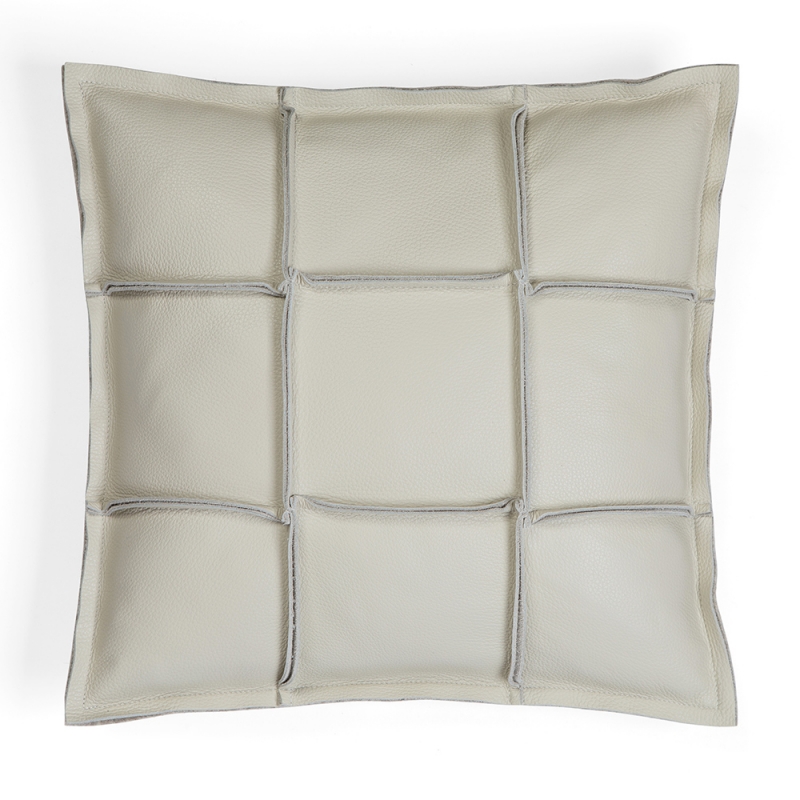 Väre cushion 45x45, leather-wool / putty