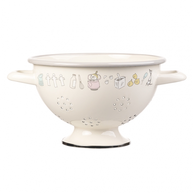 Moomins Bon Appétit colander 20cm, enamel / beige