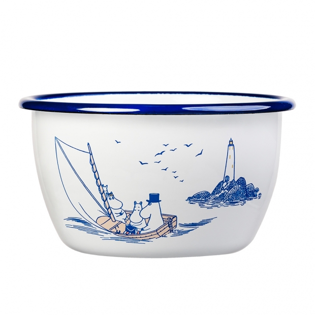 Miska Moomin Sailors 0,6l, smalt / bílo-modrá