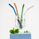 Glass straws 4pcs, colorful / with cleaning brush