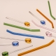 Glass straws 4pcs, colorful / with cleaning brush