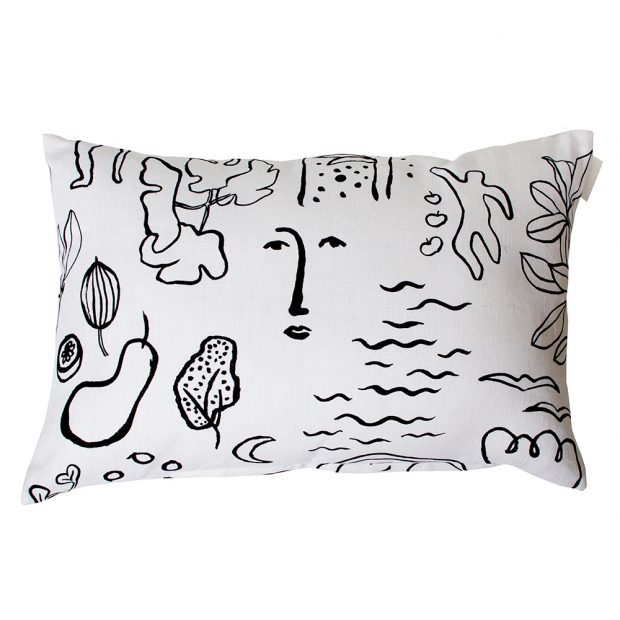 Hemp pillowcase Onnenmaa 40x60, white-black