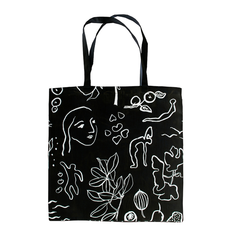 Konopná taška Onnenmaa 46×46, černo-bílá