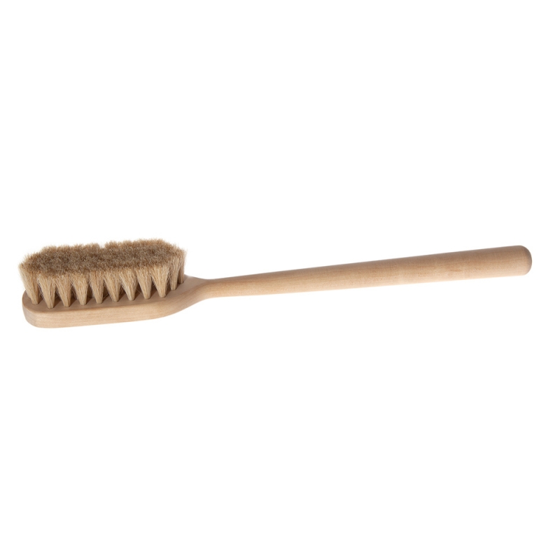 Horsehair massage brush with handle for dry massaging