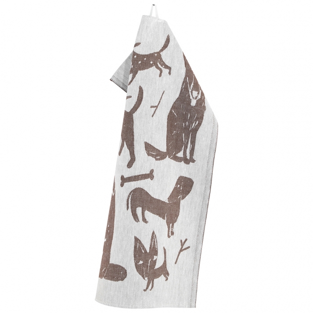 Linen towel Koirapuisto 46x70, white-brown