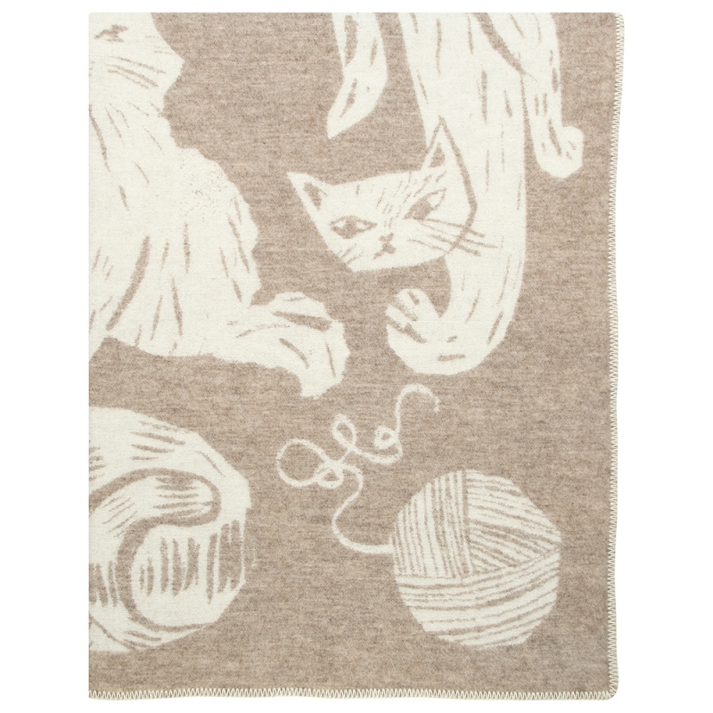 Wool blanket Kissanpäivät 130x180, beige-white