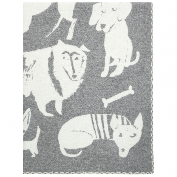 Wool blanket Koirapuisto 130x180, gray-white