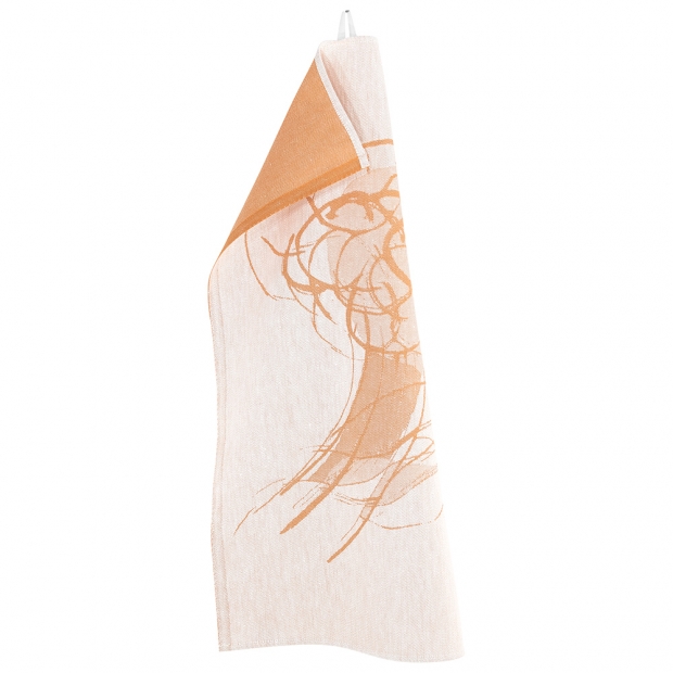 Linen dishcloth Muurain 46x70, white-orange