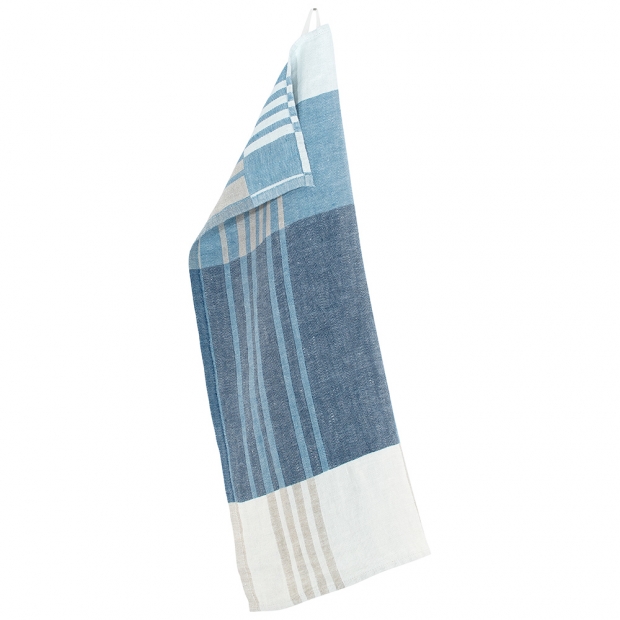 Linen tea towel Toffee 48x70, blueberry-blue rain