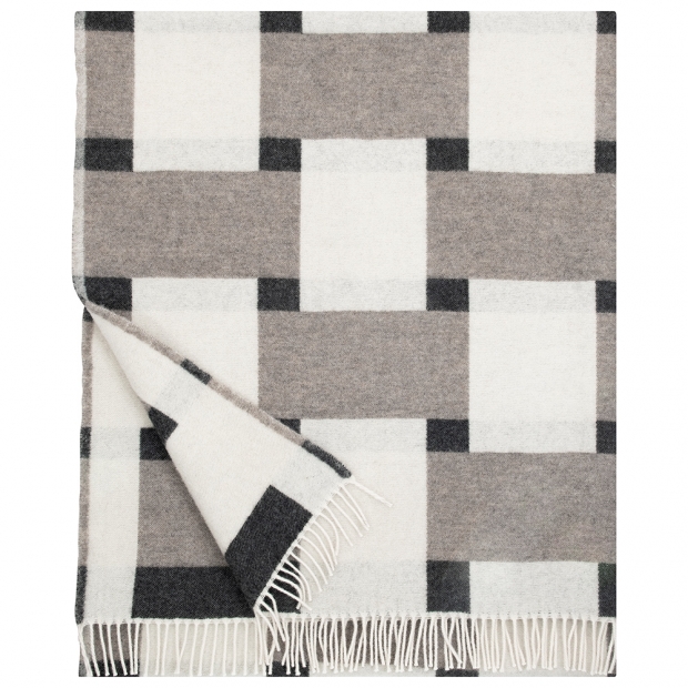 Wool blanket Punos 130x180, white-beige-black