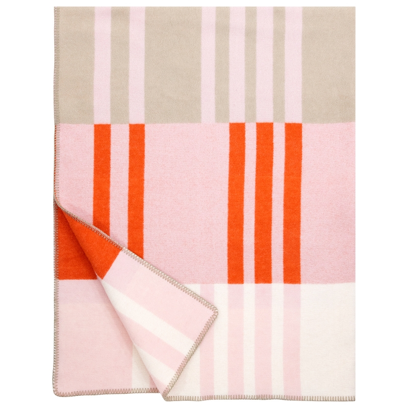 Wool blanket Toffee 130x180, orange-pink