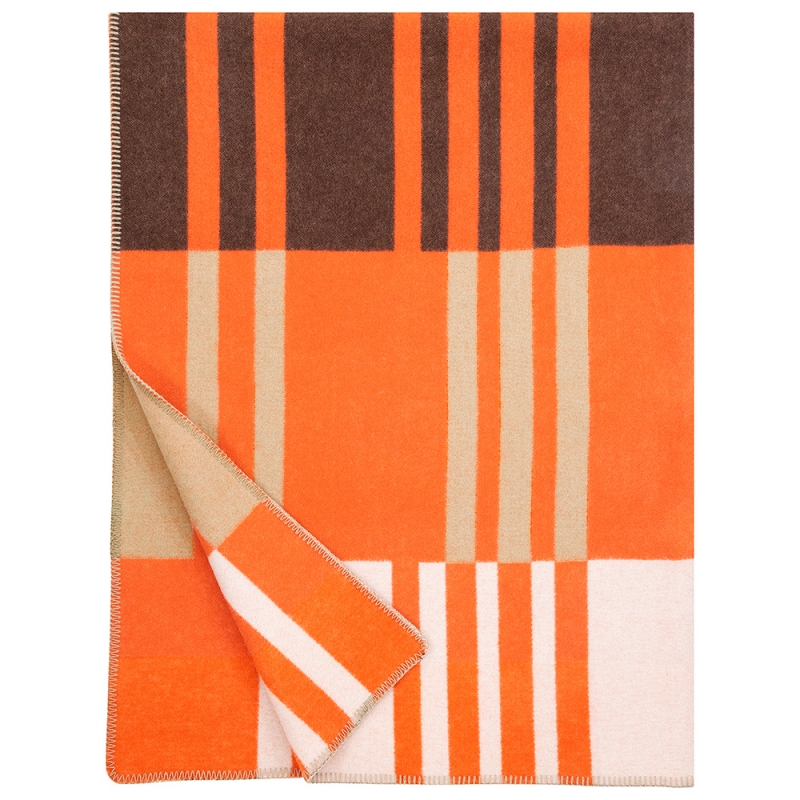 Wool blanket Toffee 130x180, brown-orange
