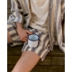 Kaapelitehdas bathrobe, short / white-brown-blue