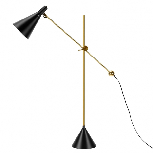 Stojací lampa Tapio, mosaz / černá