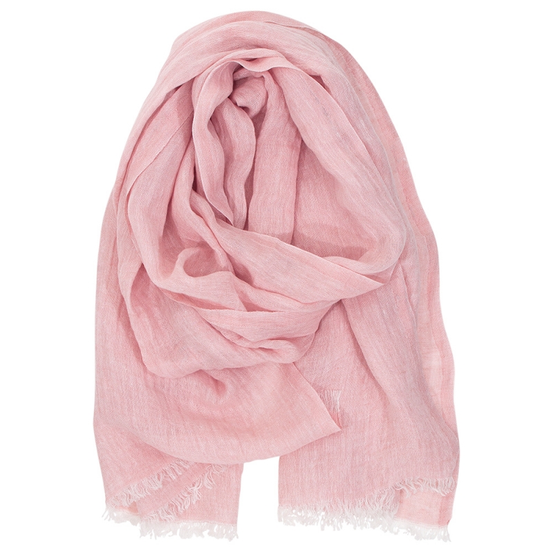 Linen scarf Halaus, pink