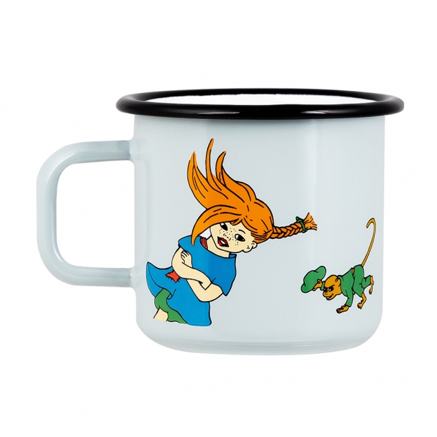 Mug Pippi The Strongest Girl in the World 0.37l, enamel / blue