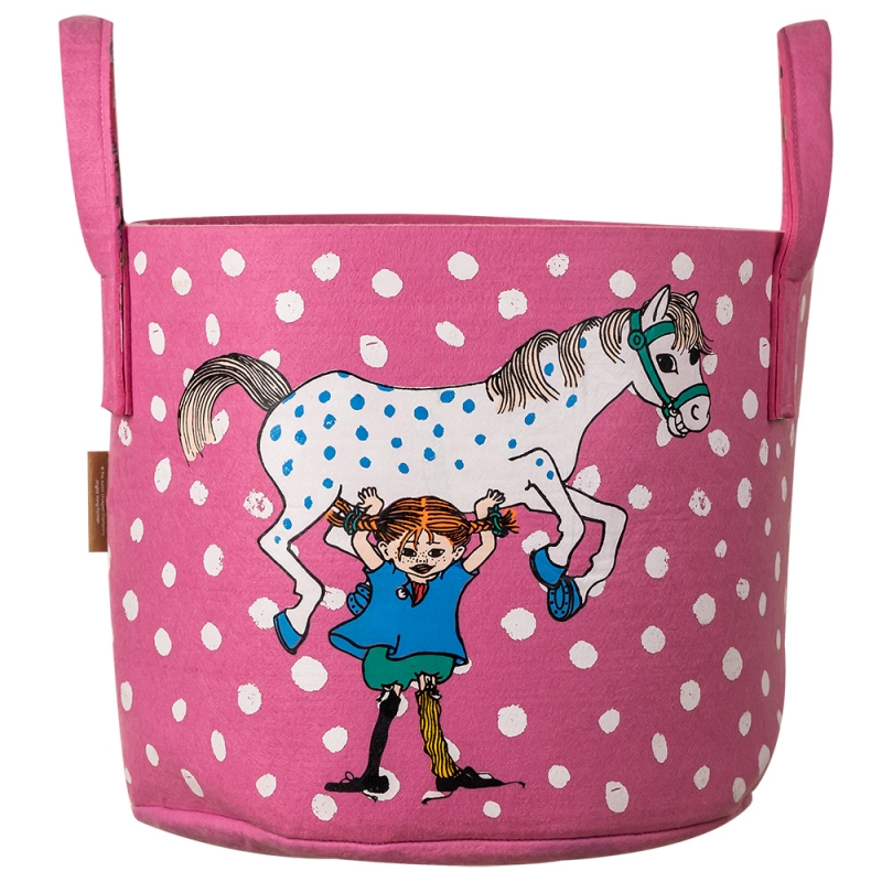 Pippi and the horse storage basket 30l, pink