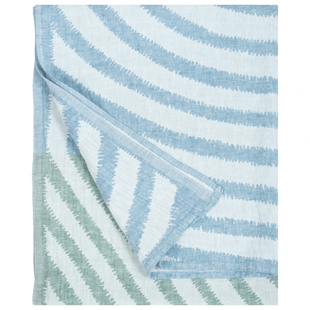 Lněný ručník Metsälampi, bílo-zeleno-modrý