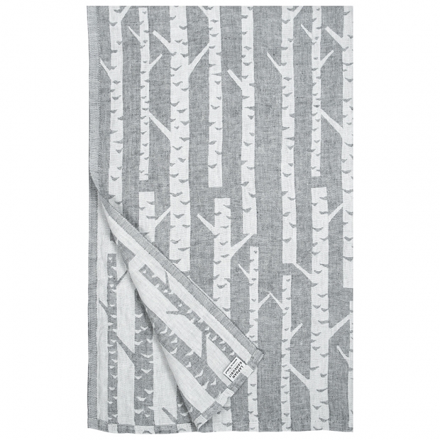 Linen towel Koivu, black and white