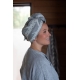 Linen hair turban Koivu, black and white