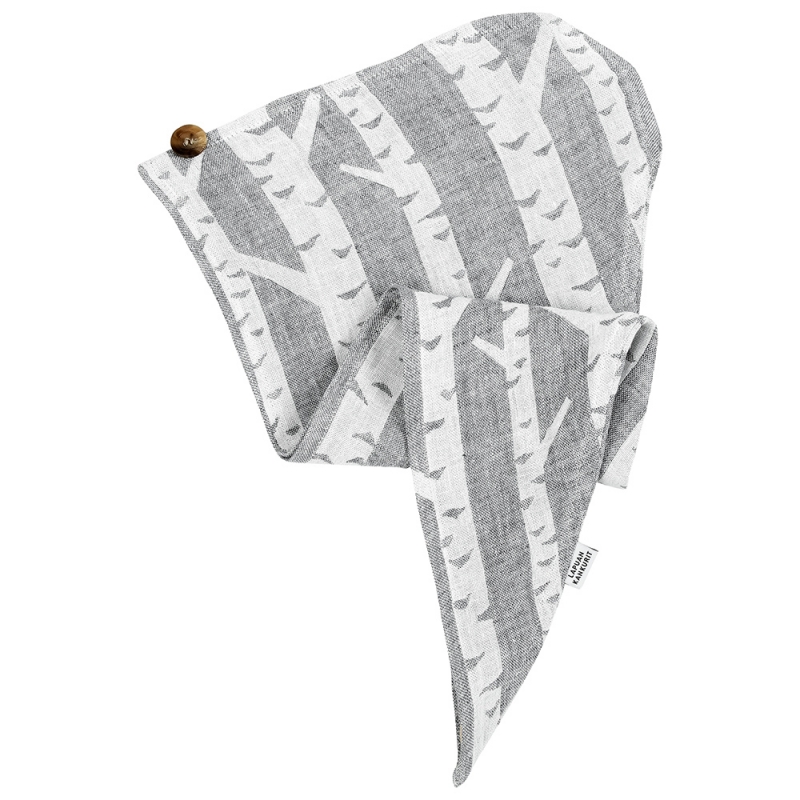 Linen hair turban Koivu, black and white