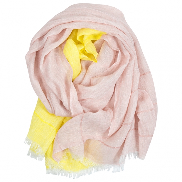 Tsavo linen scarf, pink-yellow