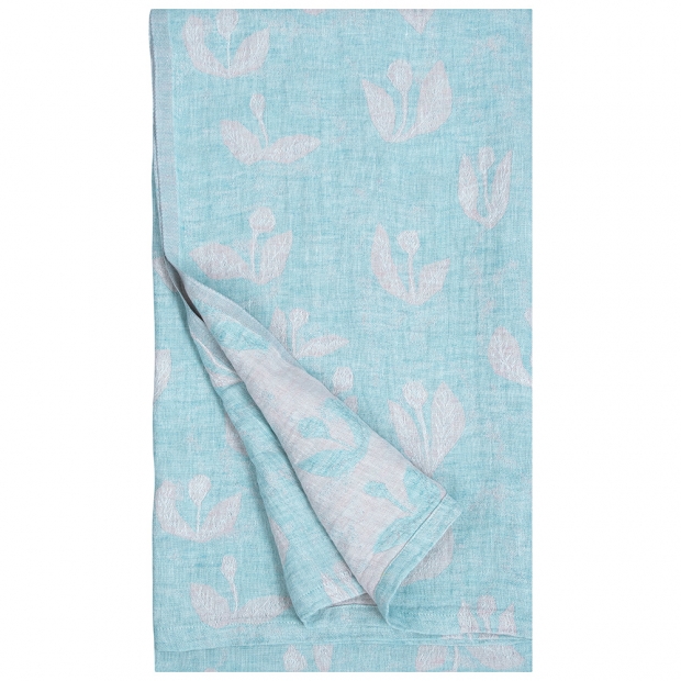 Linen blanket / tablecloth Kesäkukka 145x260, turquoise-pink