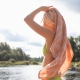 Linen towel Koodi, orange-pink