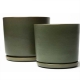 Moss L flower pot, with bowl / grey-green