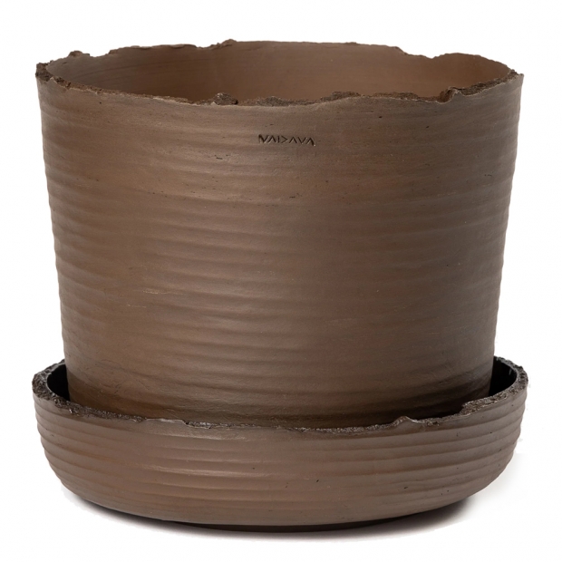 Soil XL flower pot, with bowl / brown