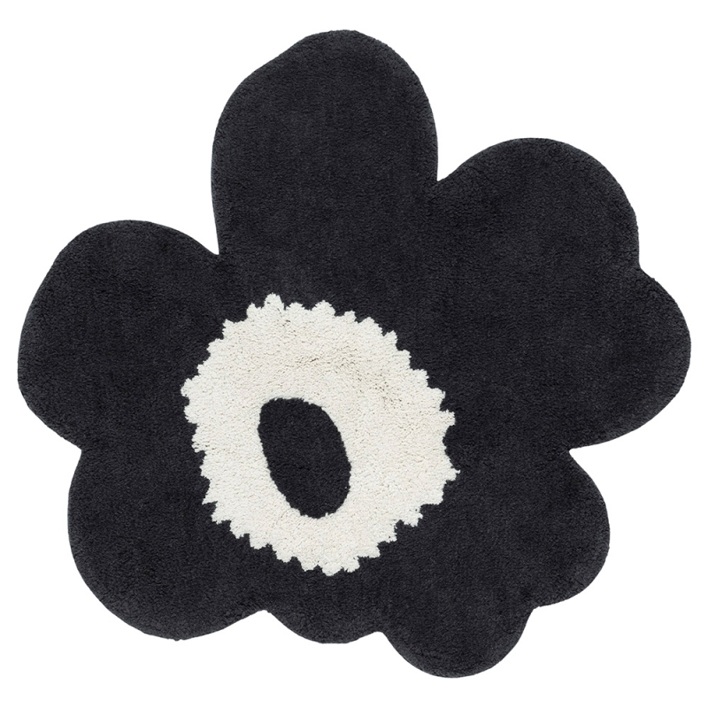 Unikko bath mat 73x74, black-white
