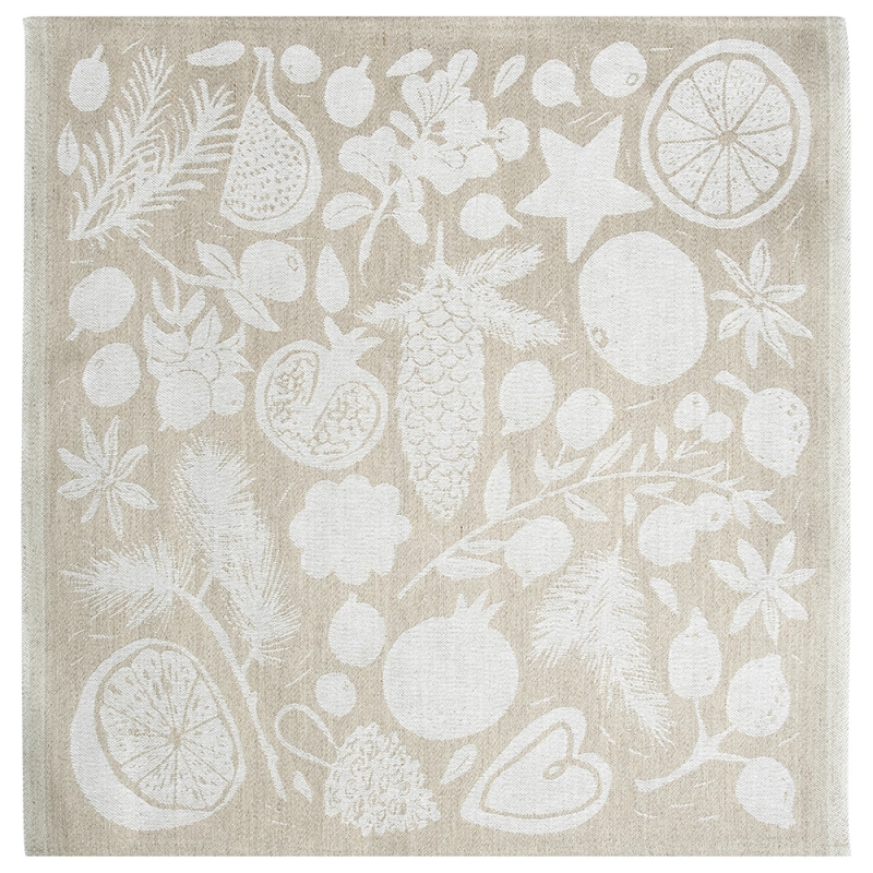 Linen dishcloth / napkin Talven Tuoksut 46x46, linen-white