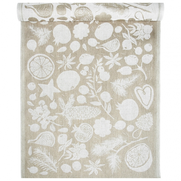 Linen runner Talven Tuoksut 46x150, linen-white