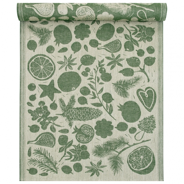 Linen runner Talven Tuoksut 46x150, linen-green