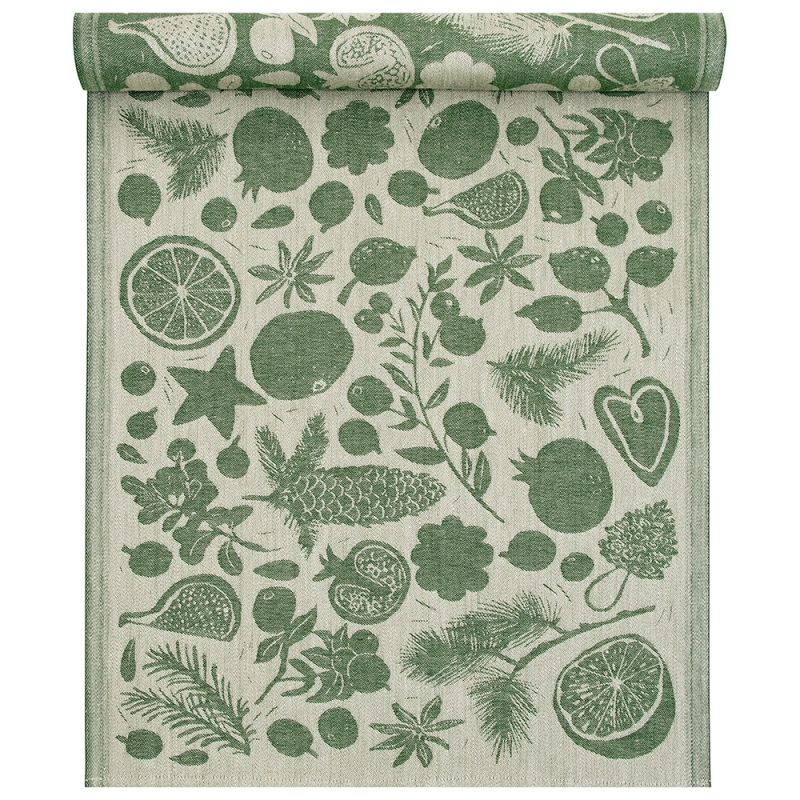 Linen runner Talven Tuoksut 46x150, linen-green