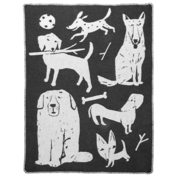 Wool blanket Koirapuisto 90x130, black-white