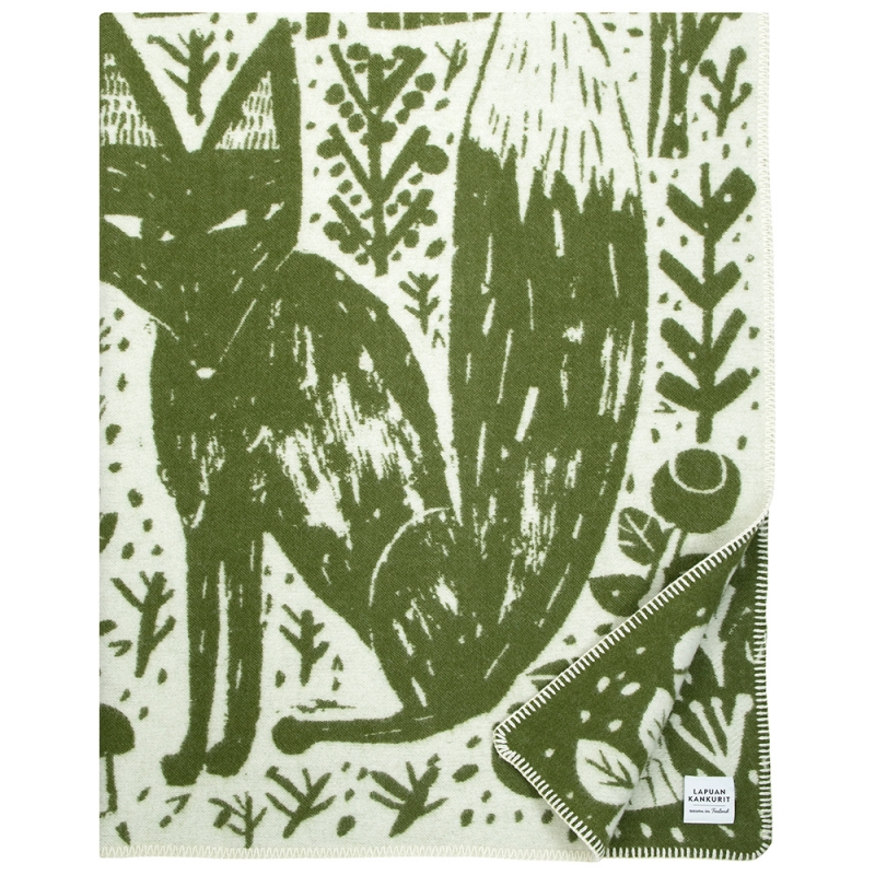 Wool blanket Metsikkö 130x180, olive-white