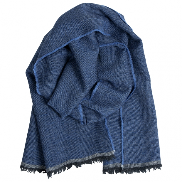 Merino šál Viiru, úzký / černo-modrý