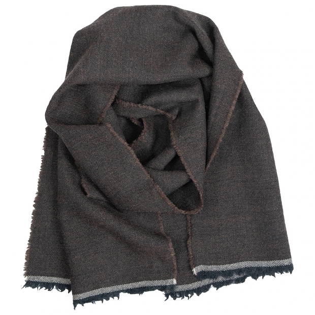 Merino scarf Viiru, narrow / black-brown