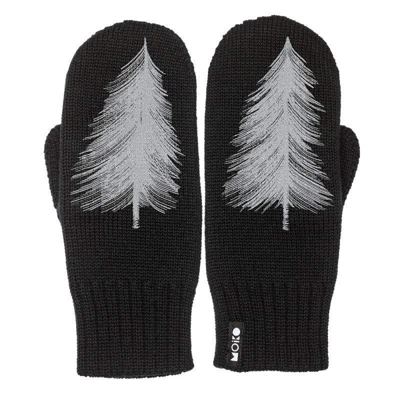 Merino mittens Metsään, black