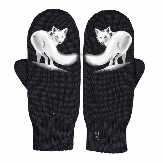 Merino mittens Tulikettu, black