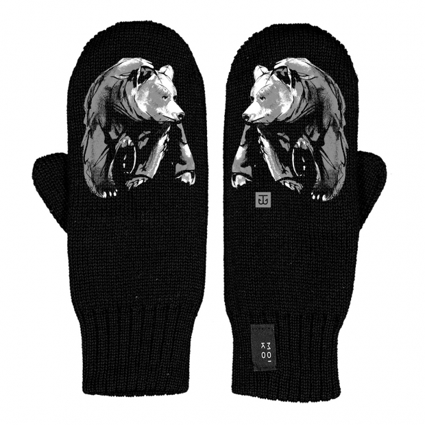 Merino palčiaky Lempeä karhu, čierne