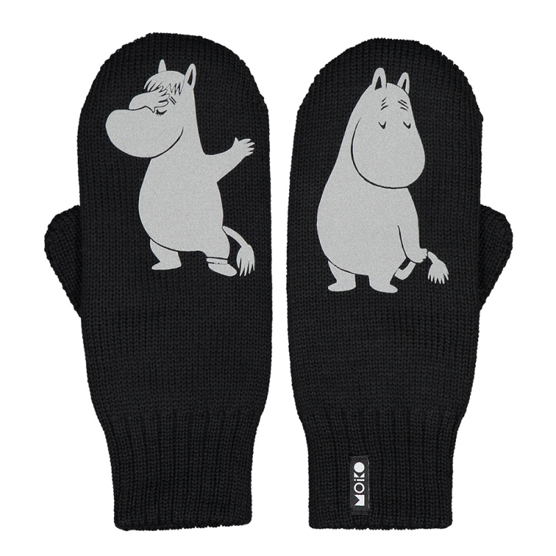 Merino mittens Moomin in love, black