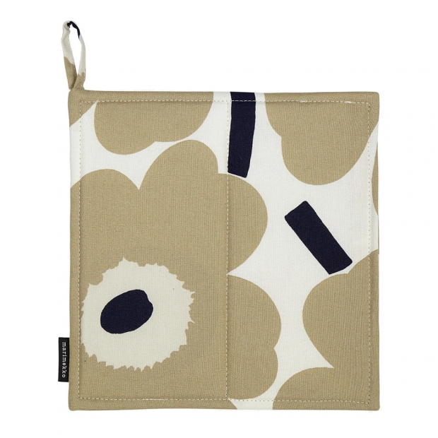 Pieni Unikko square oven mitt, beige-white
