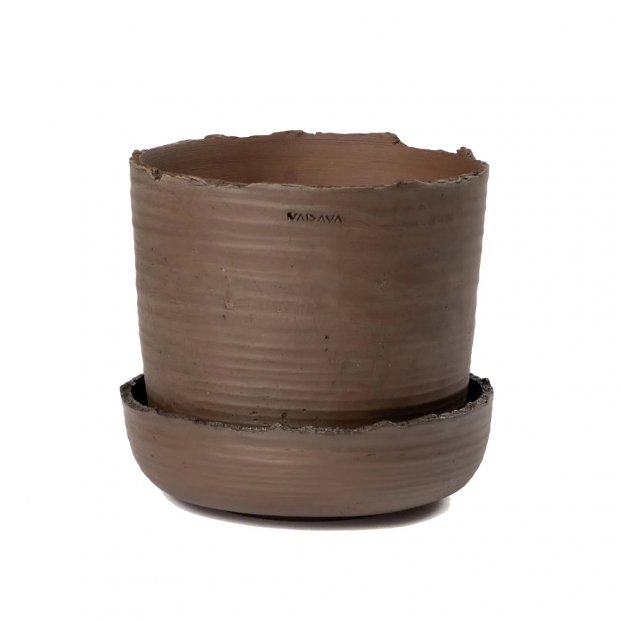 Soil M flower pot, with bowl / brown