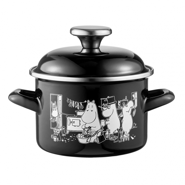 Moomins in the Kitchen pot 1.5l, black and white