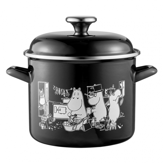 Moomins in the Kitchen pot 3.5l, black and white