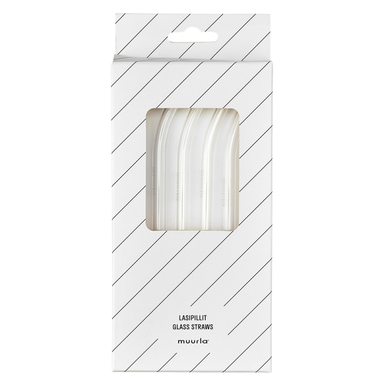 Glass straws 4pcs, with cleaning brush