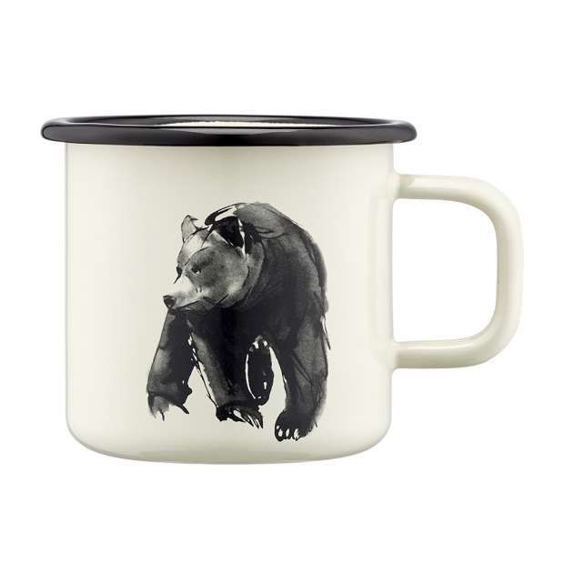 Bear mug 0.37l, enamel / beige